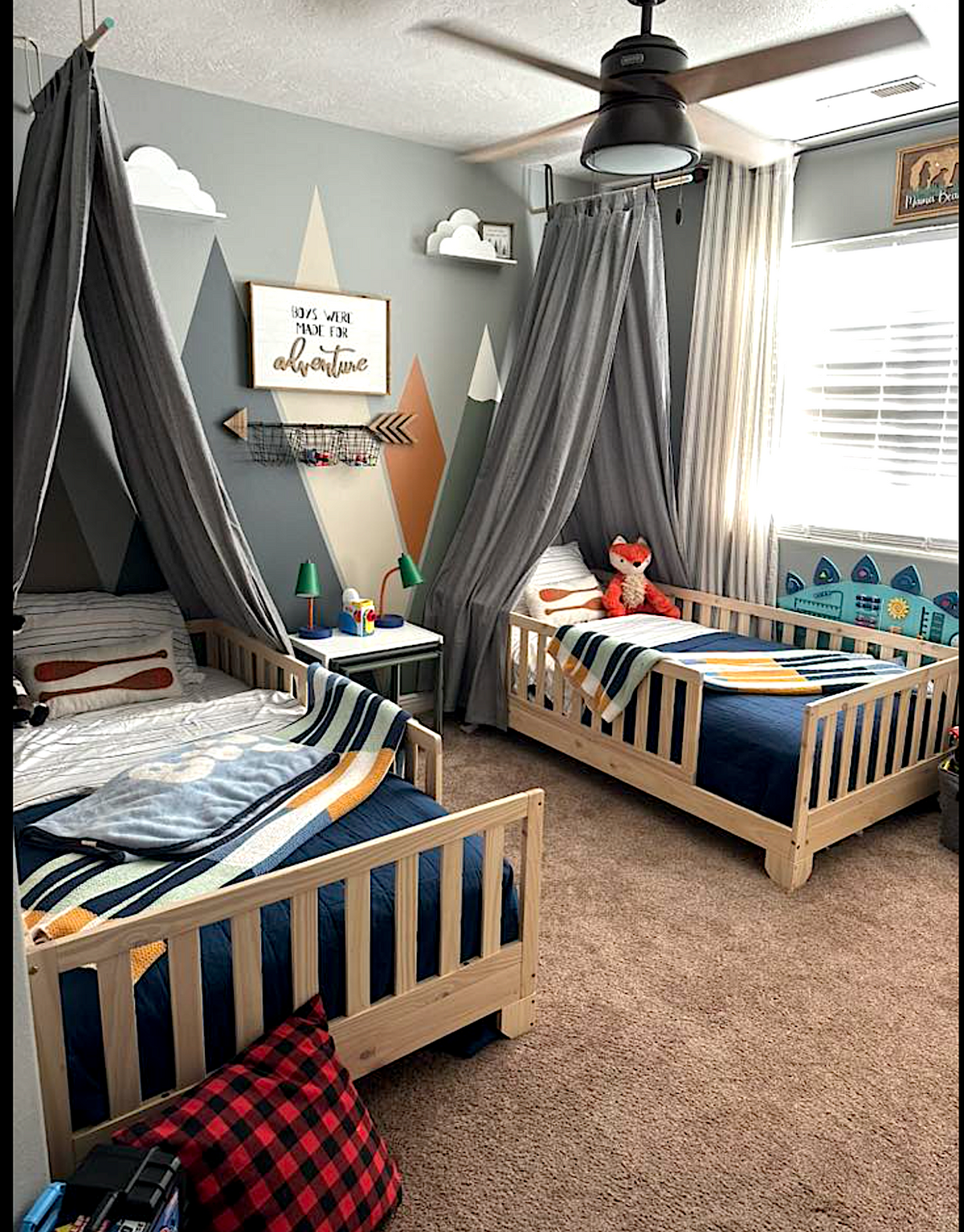 Twin Montessori floor beds in a toddler bedroom – Custom Kids Furniture