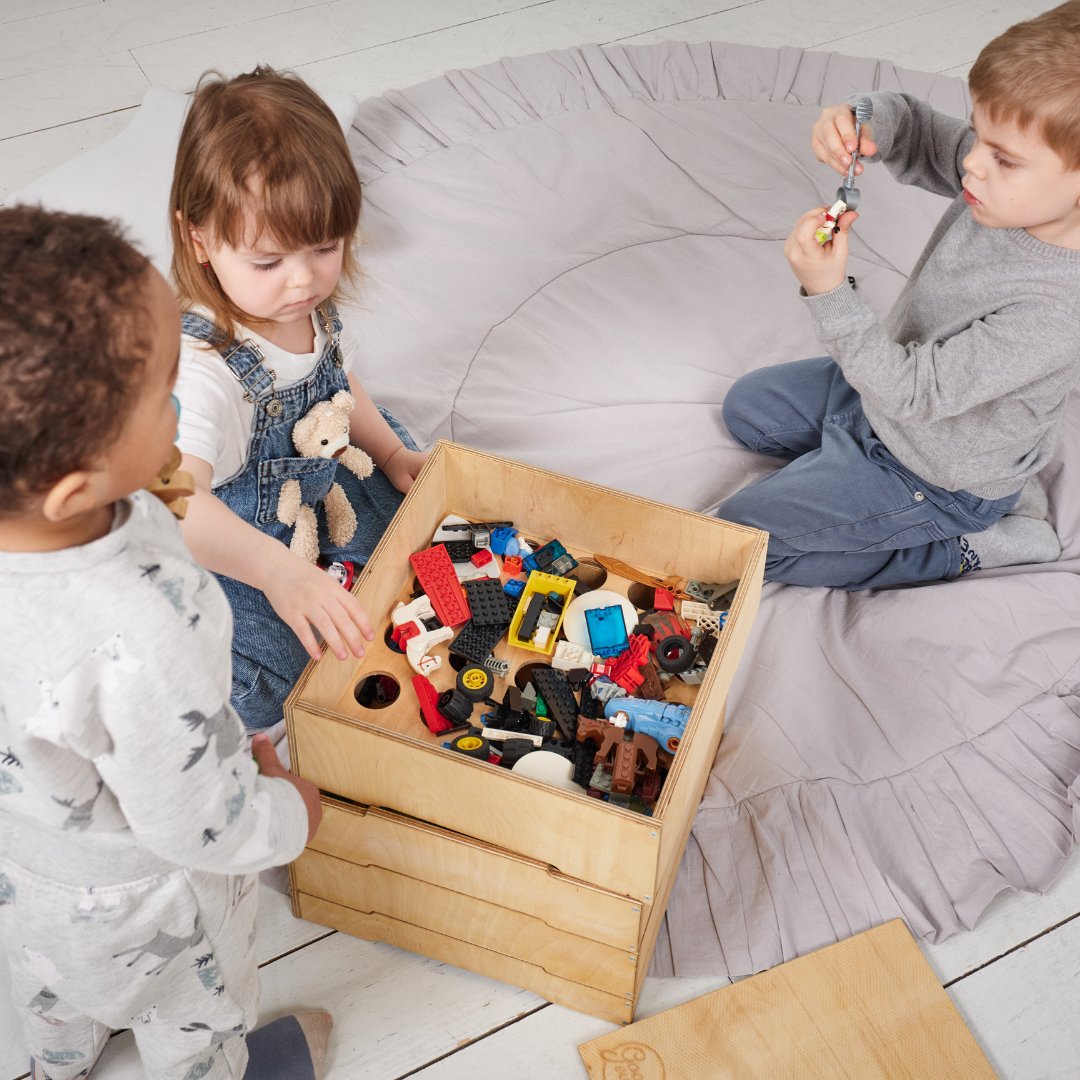 3in1 Montessori Shelves Set: Bookshelf + Toy Shelf + Lego sorter Goodevas