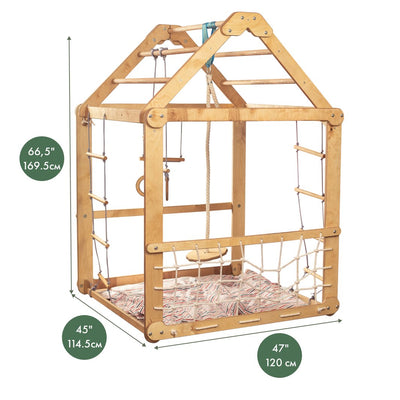 3in1 Wooden Playhouse with Swings and Seesaw Goodevas