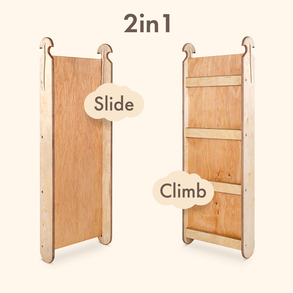 4in1 Montessori Climbing Frame Set: Triangle Ladder + Arch/Rocker + Slide Board/Ramp + Netting rope Goodevas