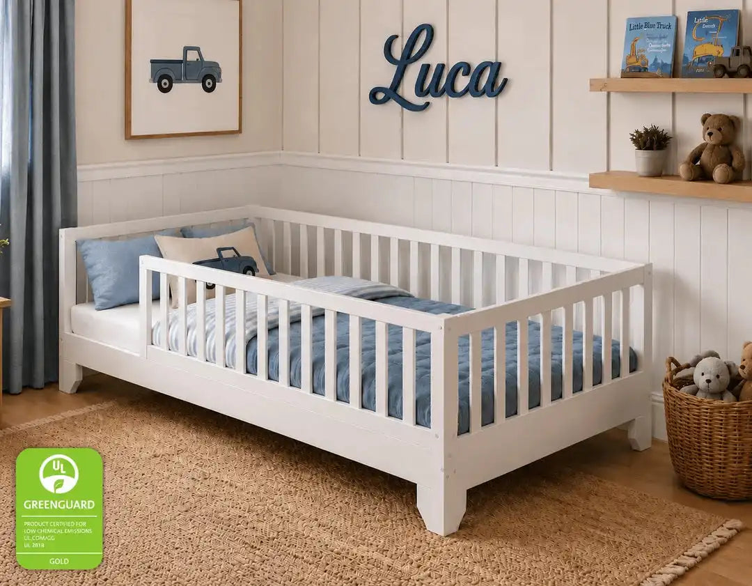 Luca Montessori Floor Bed With Rails or Gate | Twin, Twin XL & Full