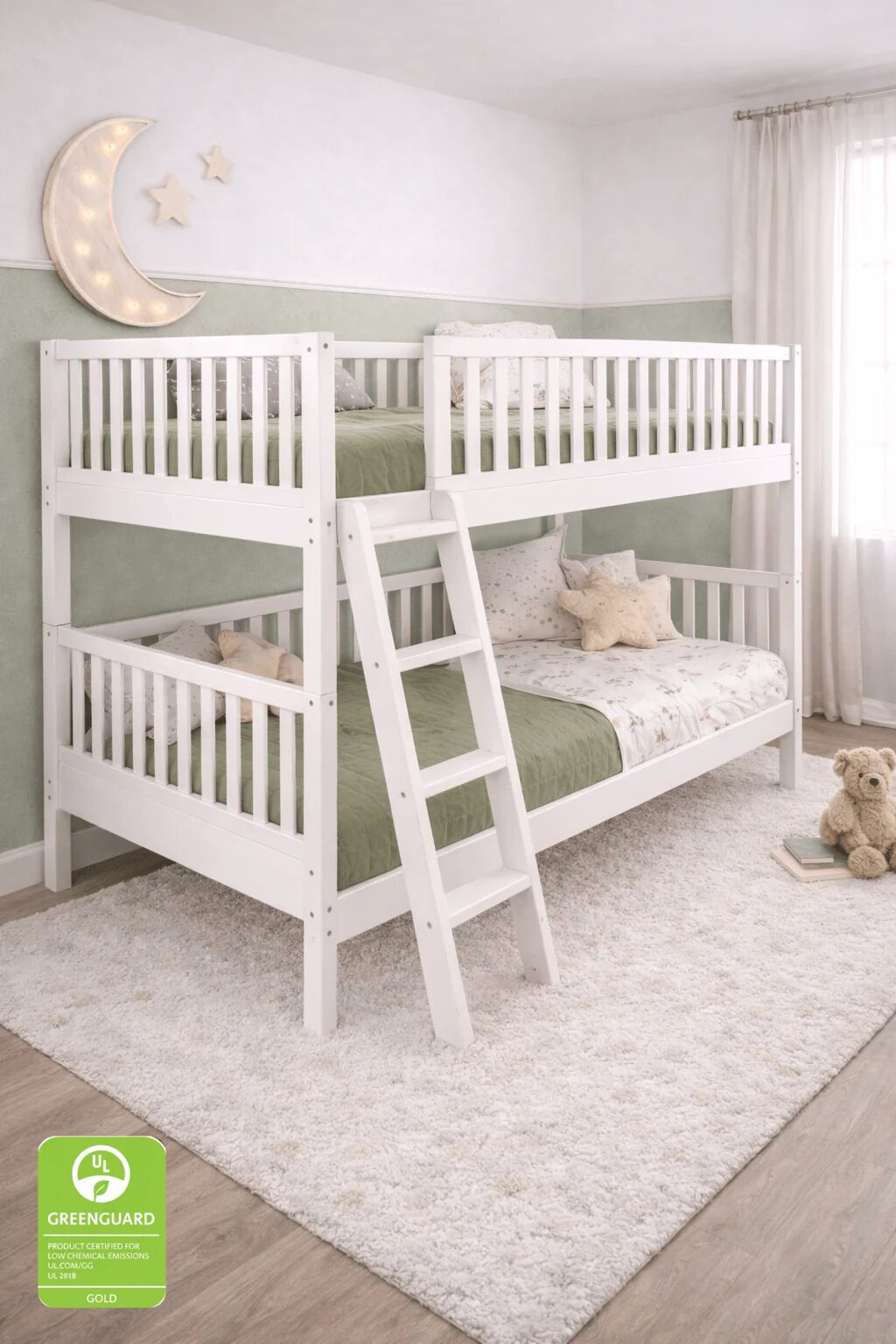 White Toddler Floor Beds Converted into Bunk Bed