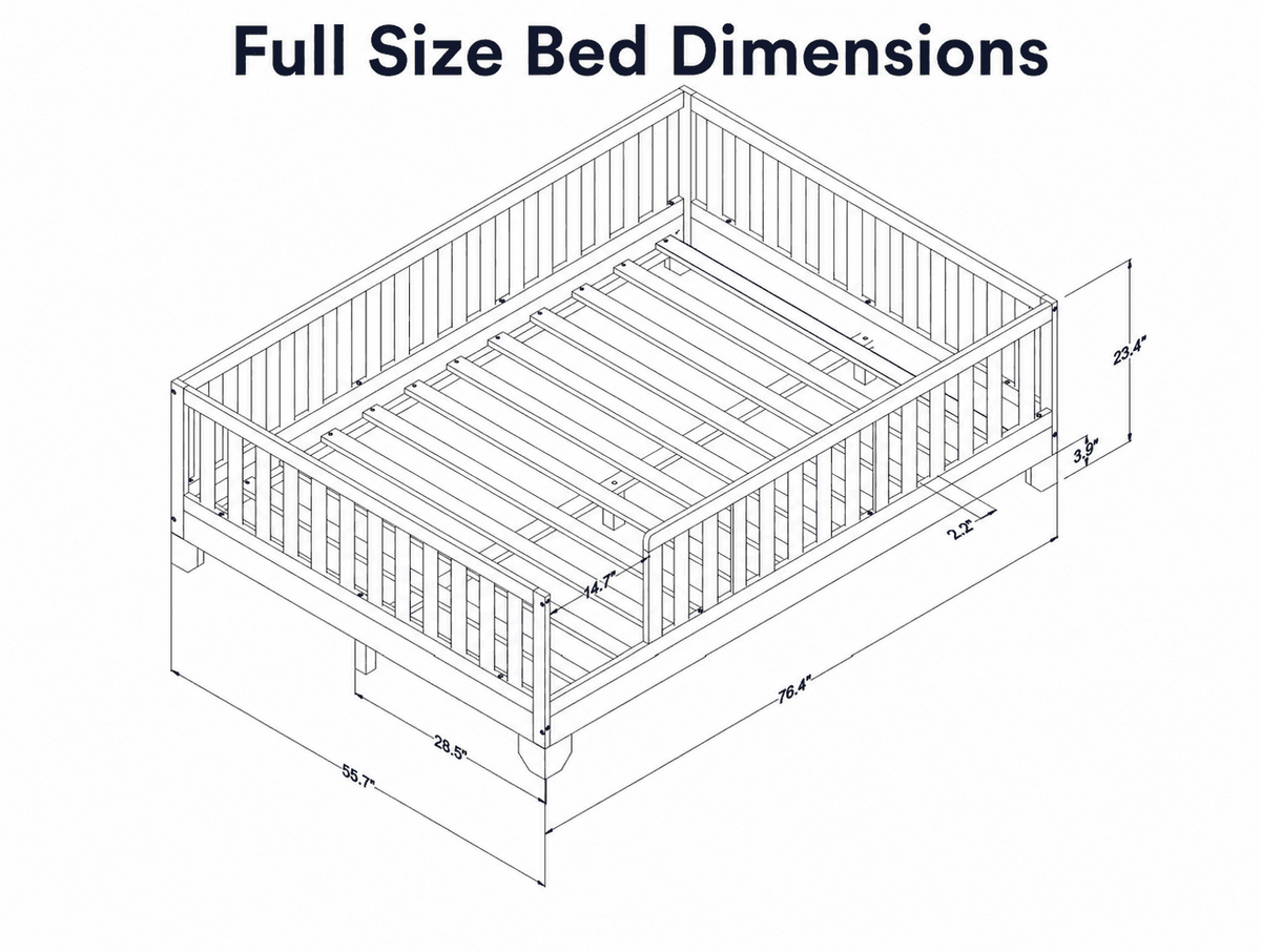 Luca Convertible Montessori Toddler Bed | full size floor bed dimensions