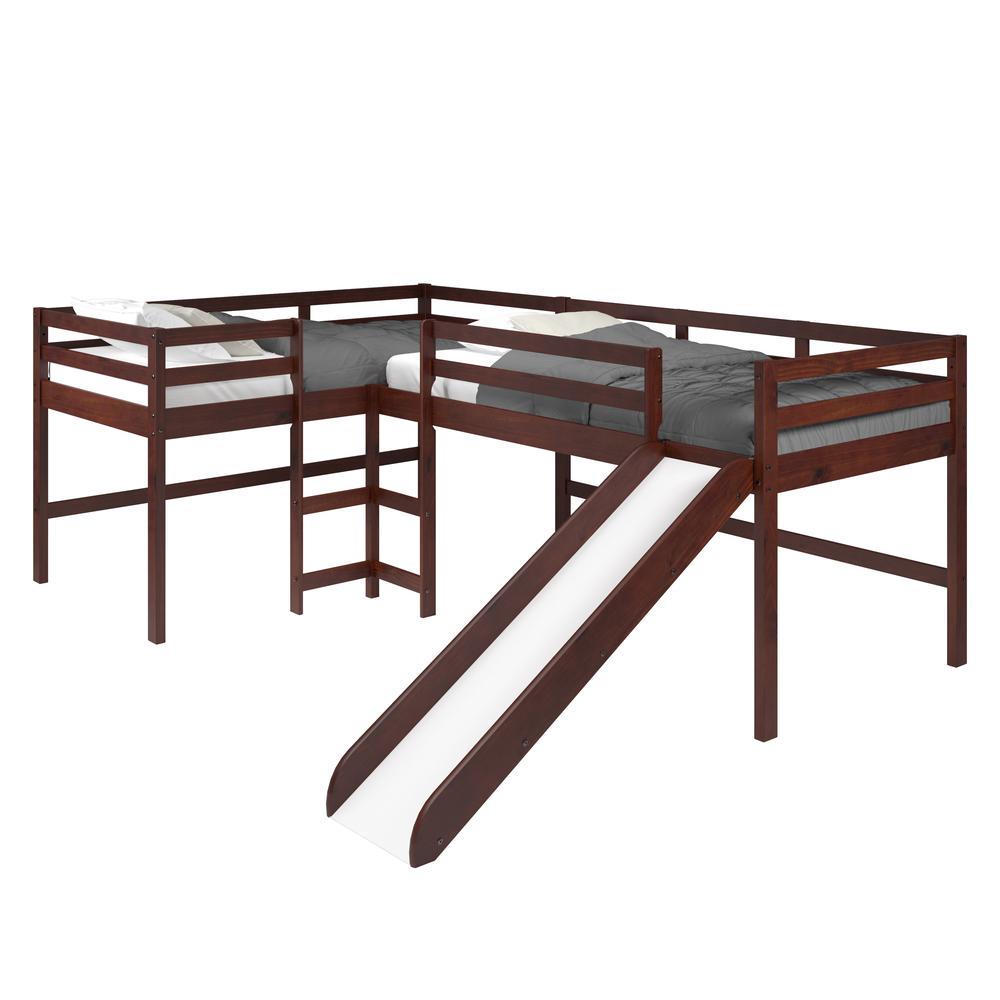 Luke L-Shape Corner Loft Bed with Slide
