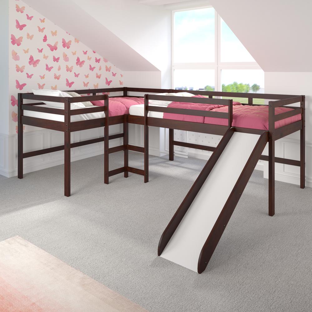 Luke L-Shape Corner Loft Bed with Slide