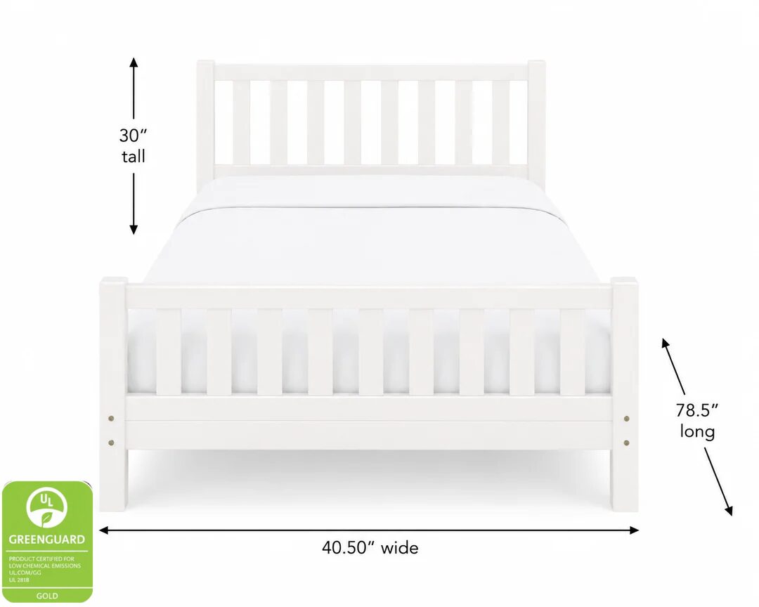 Dimensions of Luca toddler floor bed converted into Montessori twin bed without rails