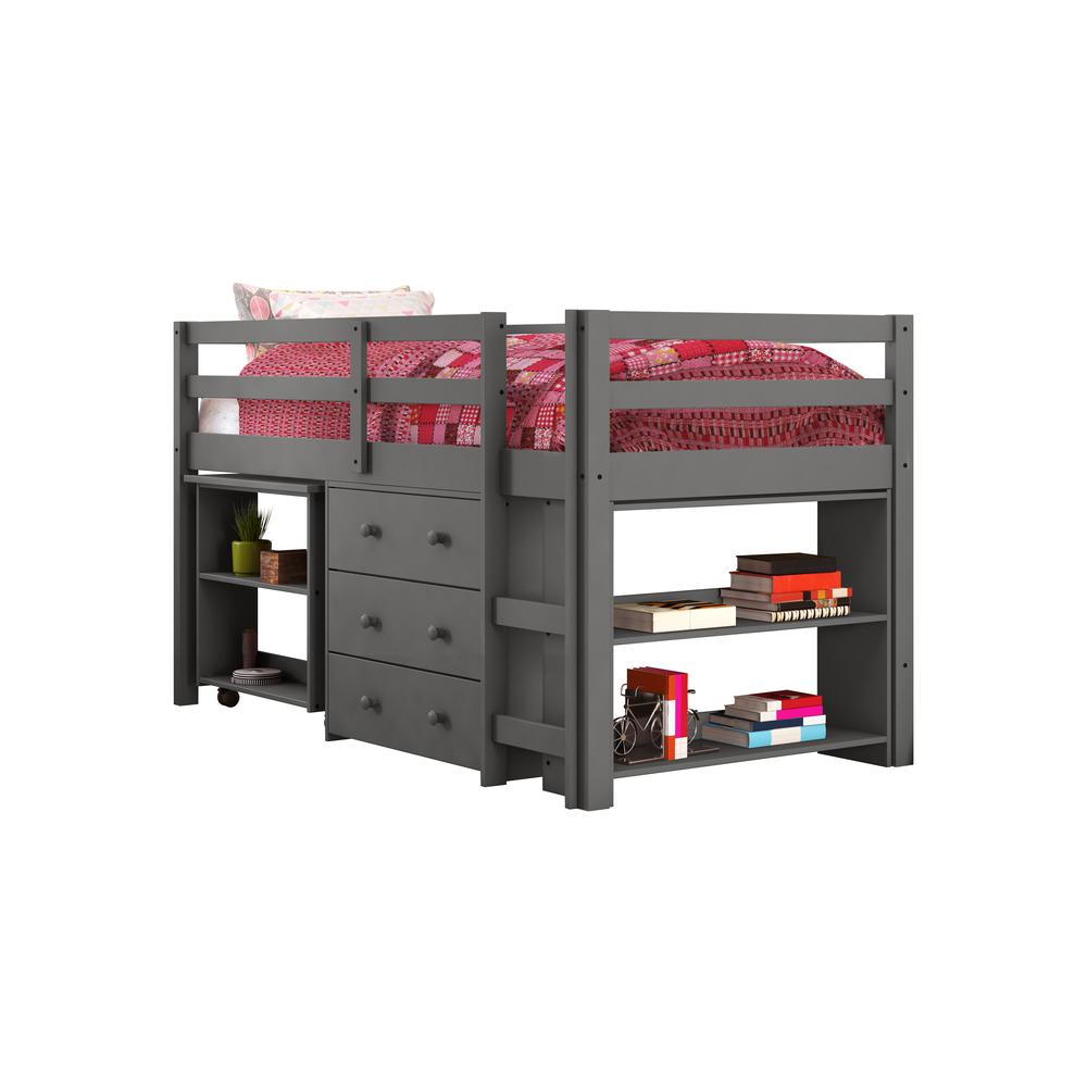 Caden Grey Kid's Furniture Set with Twin Loft Bed withDesk, Dresser & Bookcase in One Custom Kids Furniture