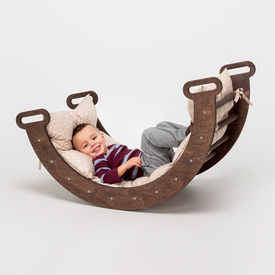 Climbing Arch Chocolate + Cushion - Montessori Climbers for Toddlers Goodevas