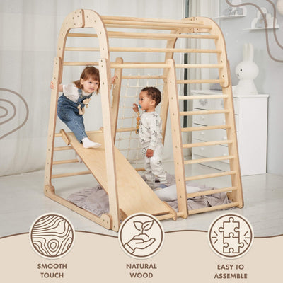 Indoor Wooden Playground for Children - 6in1 Playground + Swings Set + Slide Board Goodevas