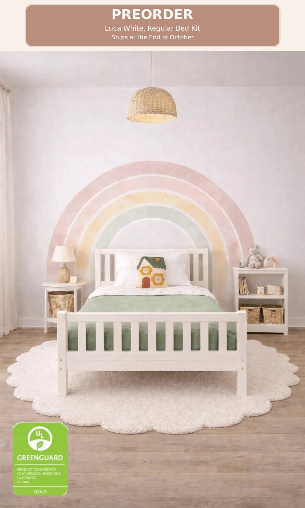 Greenguard Gold Certified Montessori Toddler Floor Bed Converted to Twin Bed