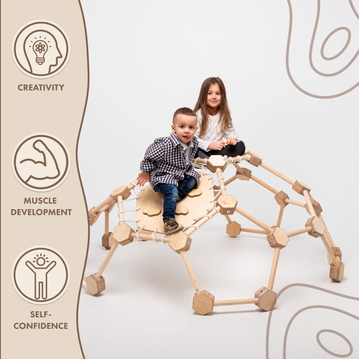 Wooden Climbing Frame Geodome / Climbing Dome for Kids 2-6 y.o. Goodevas