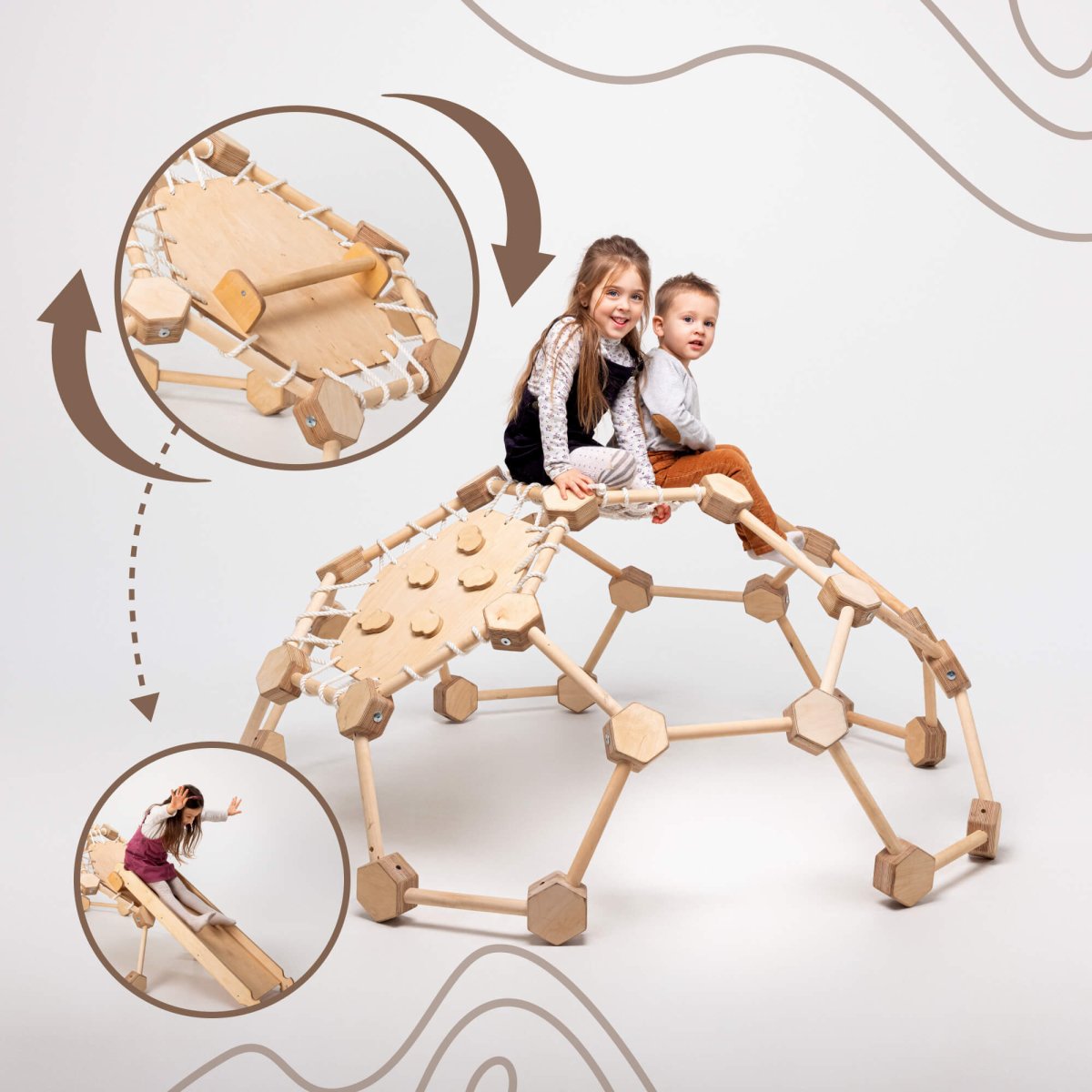 Wooden Climbing Frame Geodome / Climbing Dome for Kids 2-6 y.o. Goodevas