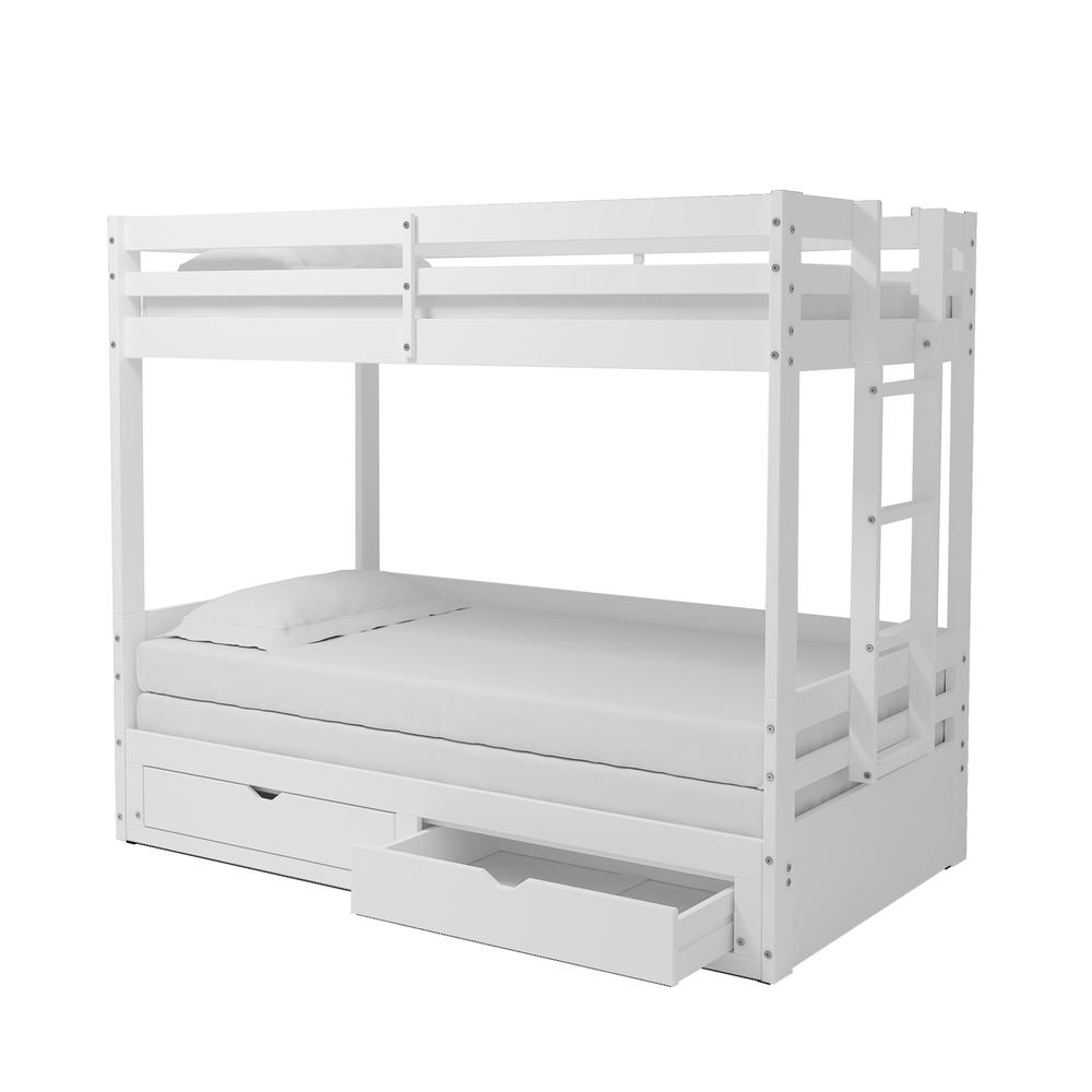 Violet Twin over King Bunk Bed with Storage in White Custom Kids Furniture