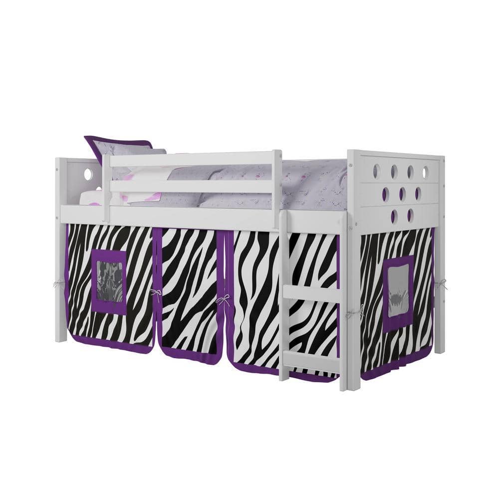 Aria Loft Bed with Slide & Zebra Tent Custom Kids Furniture