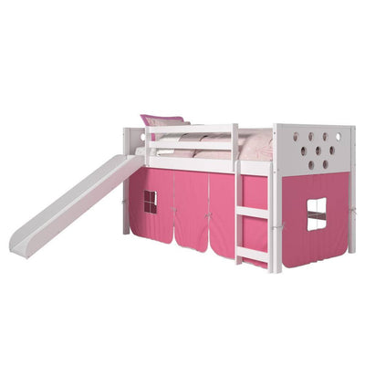 Aria White Loft Bed with Pink Tent Custom Kids Furniture