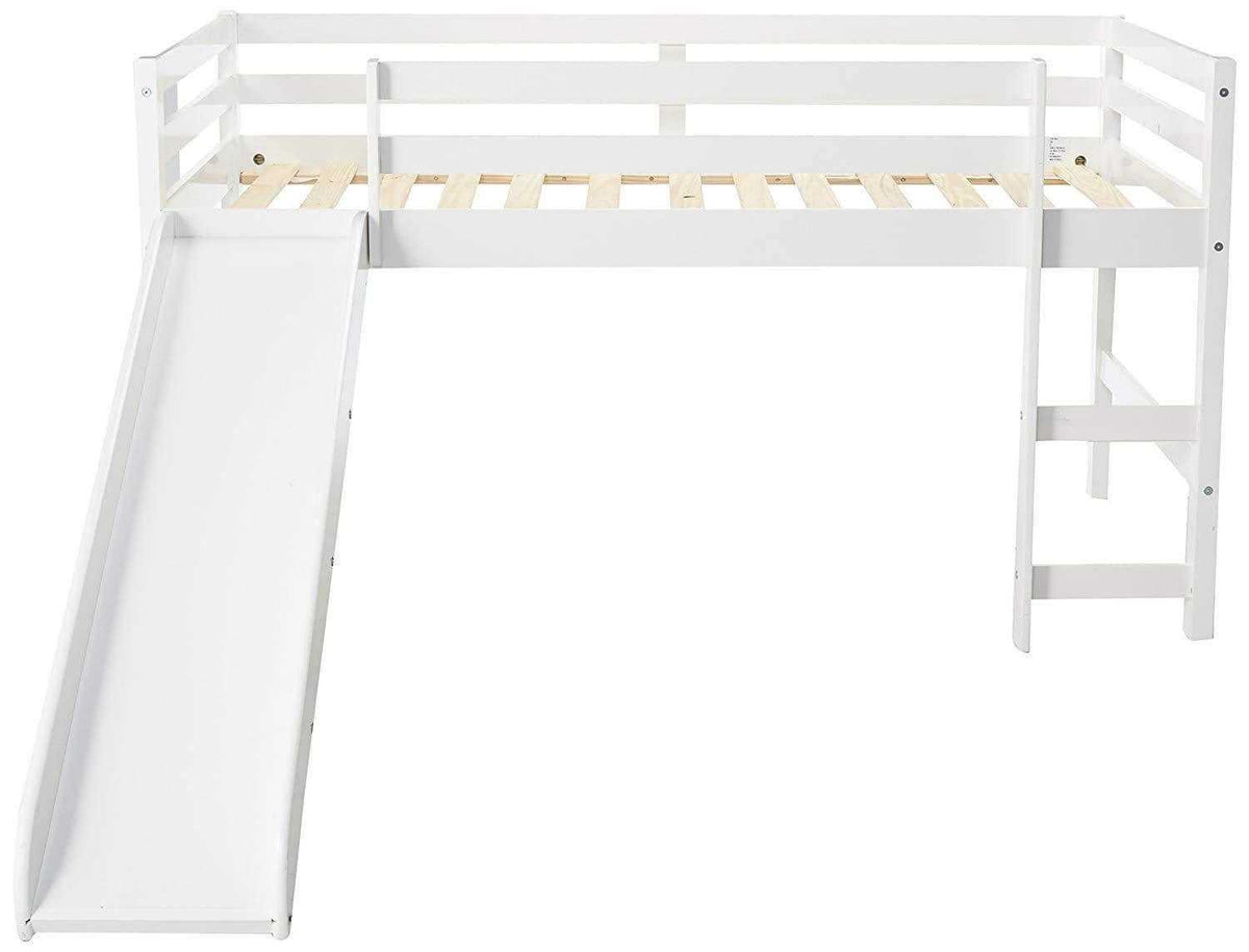 Bailey White Loft Bed with Slide Custom Kids Furniture