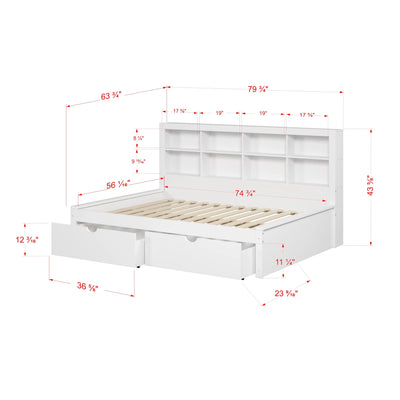 Bo Full Size Storage Bed with Bookcase Headboard Custom Kids Furniture