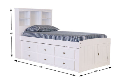 DISCOVERY WORLD FURNITURE TWIN BOOKCASE CAPTAINS BED IN WHITE Custom Kids Furniture