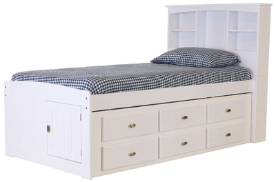 DISCOVERY WORLD FURNITURE TWIN BOOKCASE CAPTAINS BED IN WHITE Custom Kids Furniture