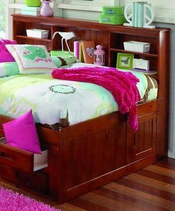 Grace Full Daybed with Bookcase Headboard and Six Storage Drawers Custom Kids Furniture