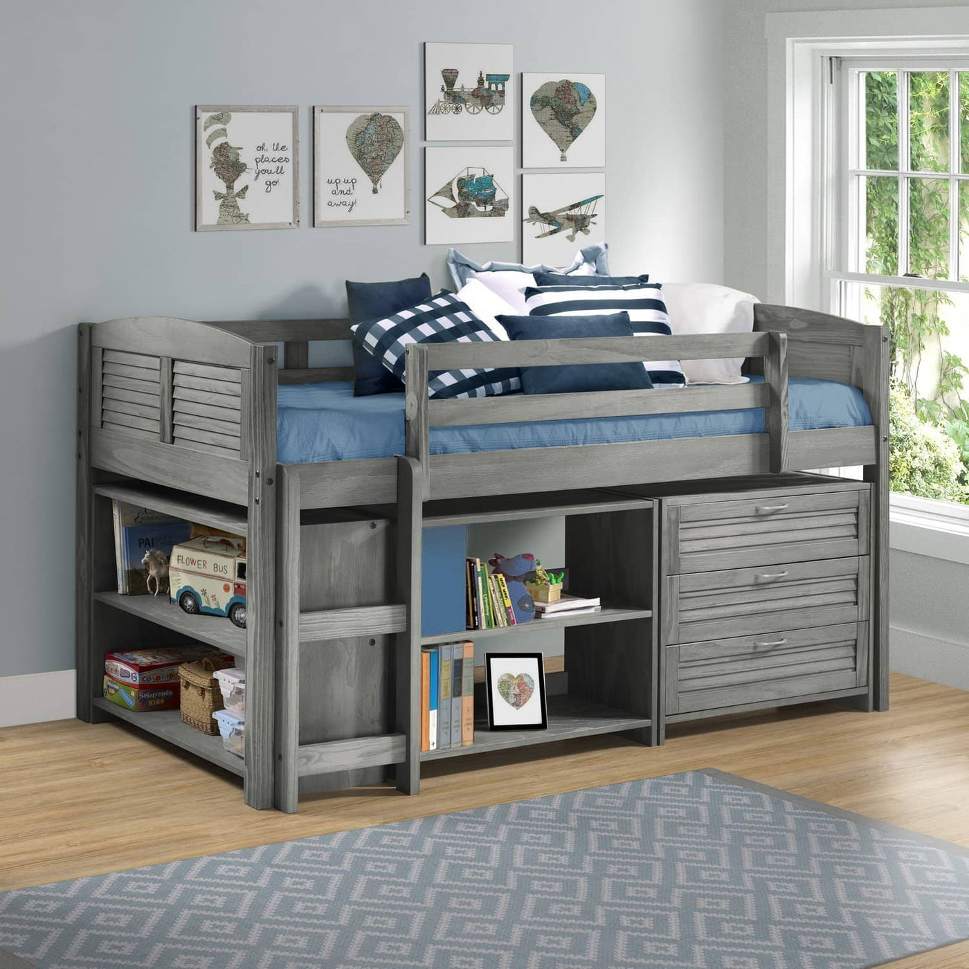 Hailey Grey Loft Bed for Kids Custom Kids Furniture