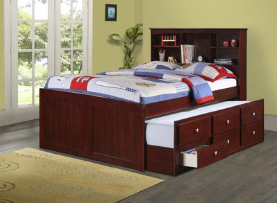 Landon Full Captains Bed with Bookcase Headboard Custom Kids Furniture