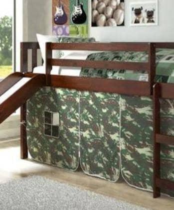 Lincoln Low Loft with Slide & Camouflage Tent Custom Kids Furniture