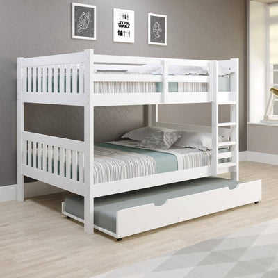 Max Full Size White Bunk Bed with Trundle Custom Kids Furniture