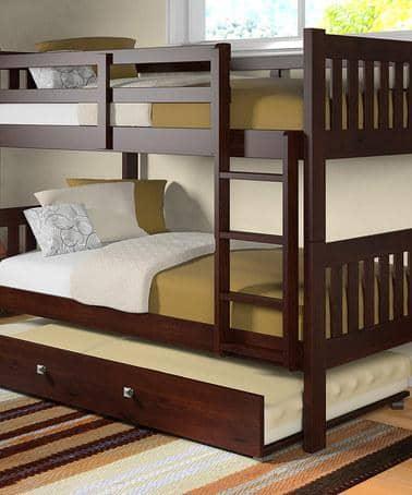 Morgan Cappuccino Bunk Bed with Trundle Custom Kids Furniture