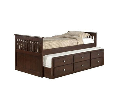 Owen Captains Bed with Storage and Trundle in Cappuccino Custom Kids Furniture