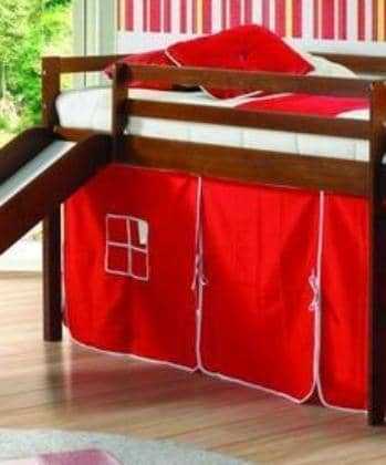 Sebastian Loft Bed with Slide & Red Tent Custom Kids Furniture