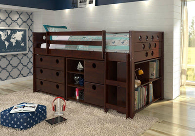 Tristan Loft Bed with Storage, Bookshelves, and Dresser in One Custom Kids Furniture