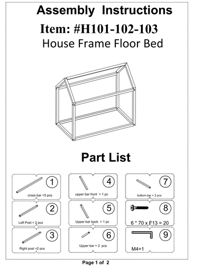 House Frame Floor Bed Assembly Instructions