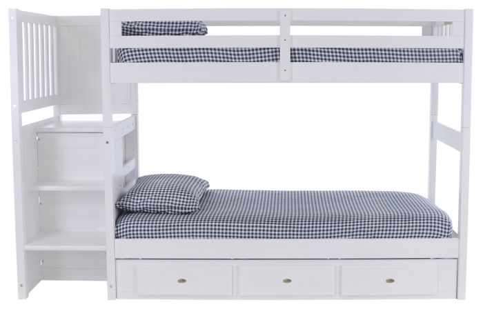 Layla Merlot Bunk Bed with Stairs and Storage Drawers Custom Kids Furniture