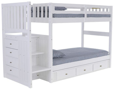 Layla Merlot Bunk Bed with Stairs and Storage Drawers Custom Kids Furniture