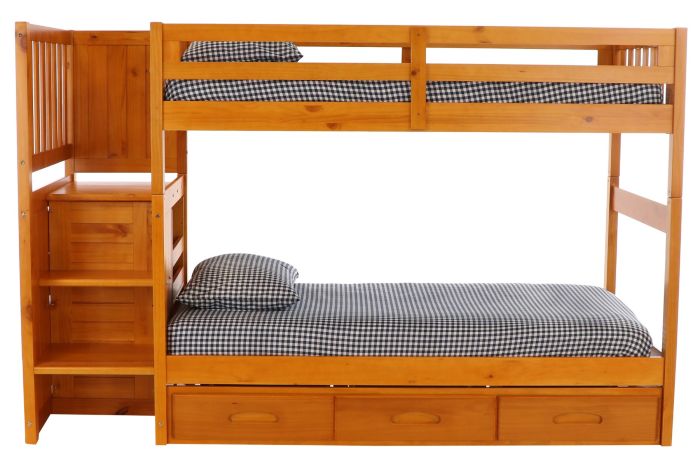 Layla Bunk Bed with Stairs and Storage Drawers Custom Kids Furniture