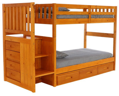 Layla Bunk Bed with Stairs and Storage Drawers Custom Kids Furniture