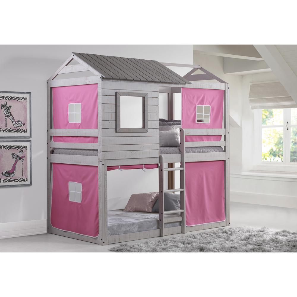 Emma Gray Playhouse Bunk Bed with Pink Tent