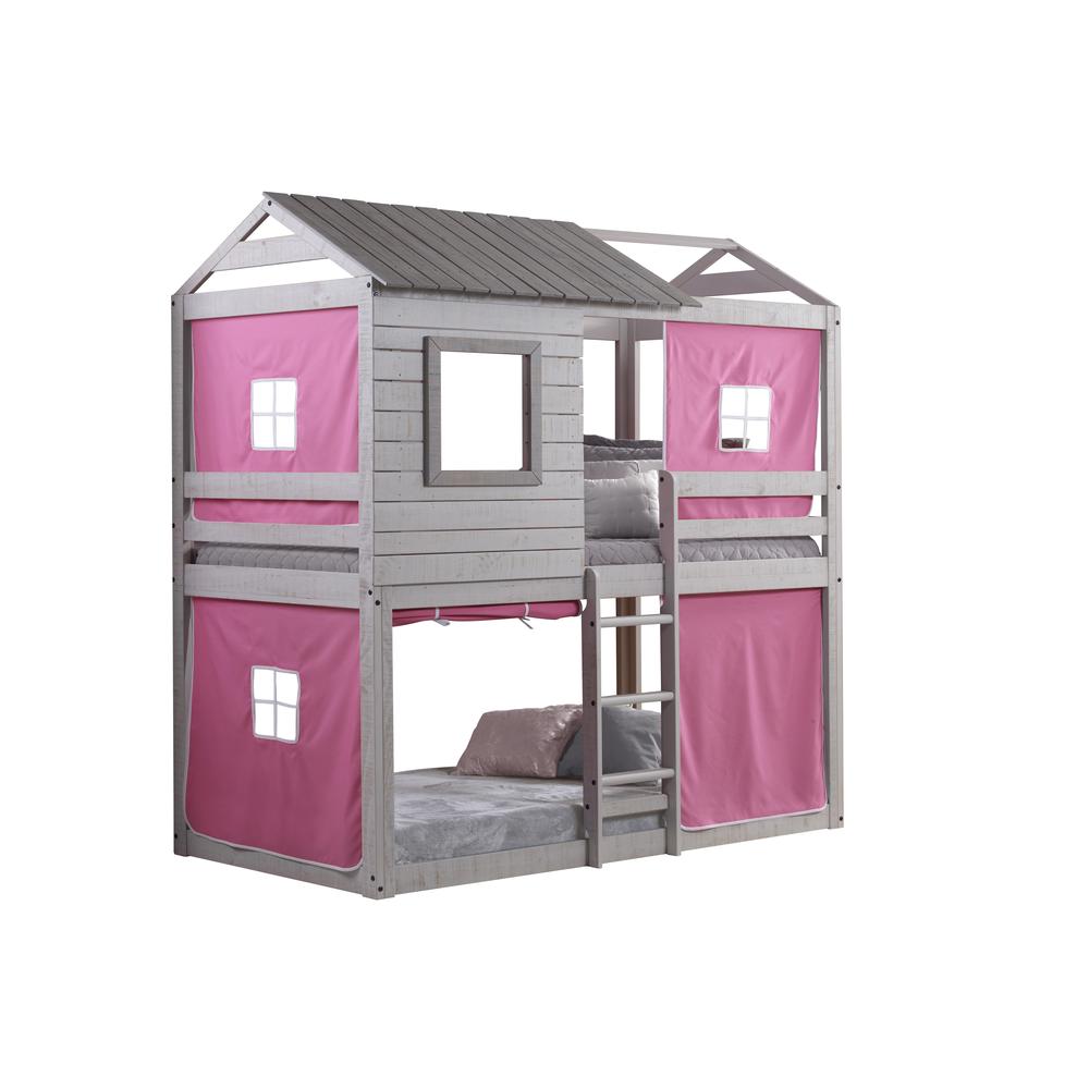 Emma Gray Playhouse Bunk Bed with Pink Tent