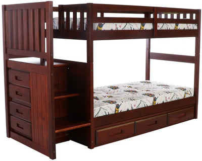 Layla Bunk Bed with Stairs and Storage Drawers Custom Kids Furniture