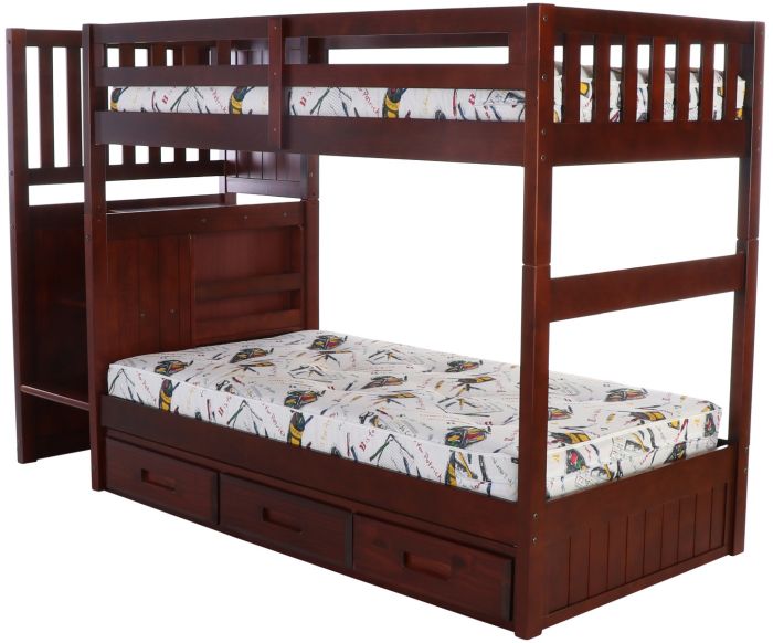 Layla Bunk Bed with Stairs and Storage Drawers Custom Kids Furniture