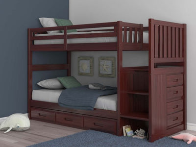 Layla Bunk Bed with Stairs and Storage Drawers Custom Kids Furniture