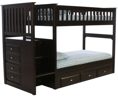 Layla Bunk Bed with Stairs and Storage Drawers Custom Kids Furniture