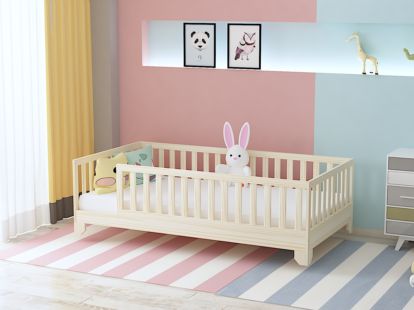 Luca Montessori Toddler Bed | Floor Bed with Rails