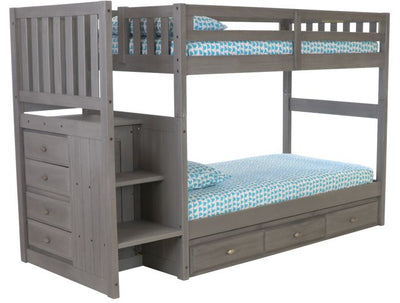 Layla Bunk Bed with Stairs and Storage Drawers Custom Kids Furniture