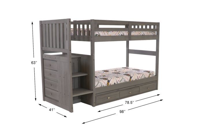 Layla Bunk Bed with Stairs and Storage Drawers Custom Kids Furniture