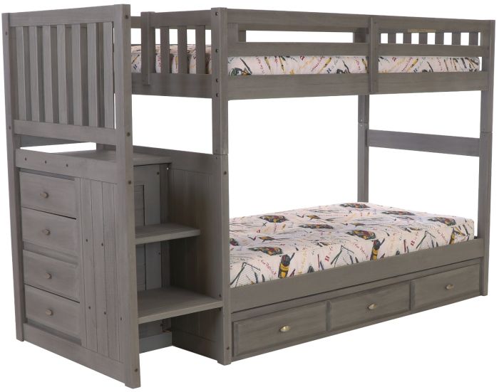 Layla Bunk Bed with Stairs and Storage Drawers Custom Kids Furniture