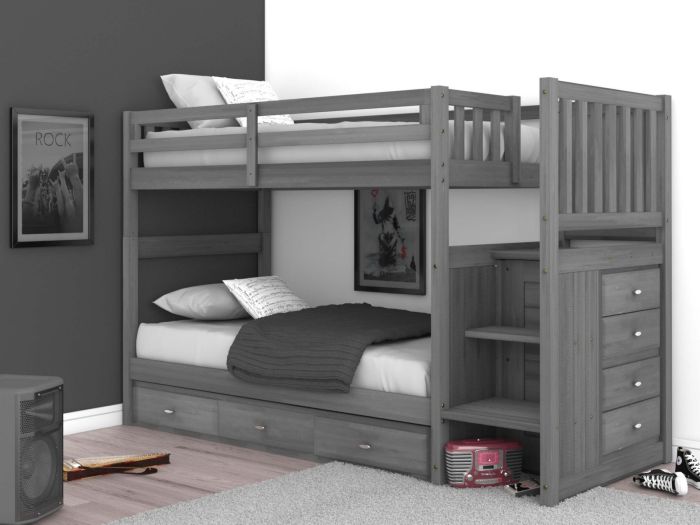 Layla Bunk Bed with Stairs and Storage Drawers Custom Kids Furniture