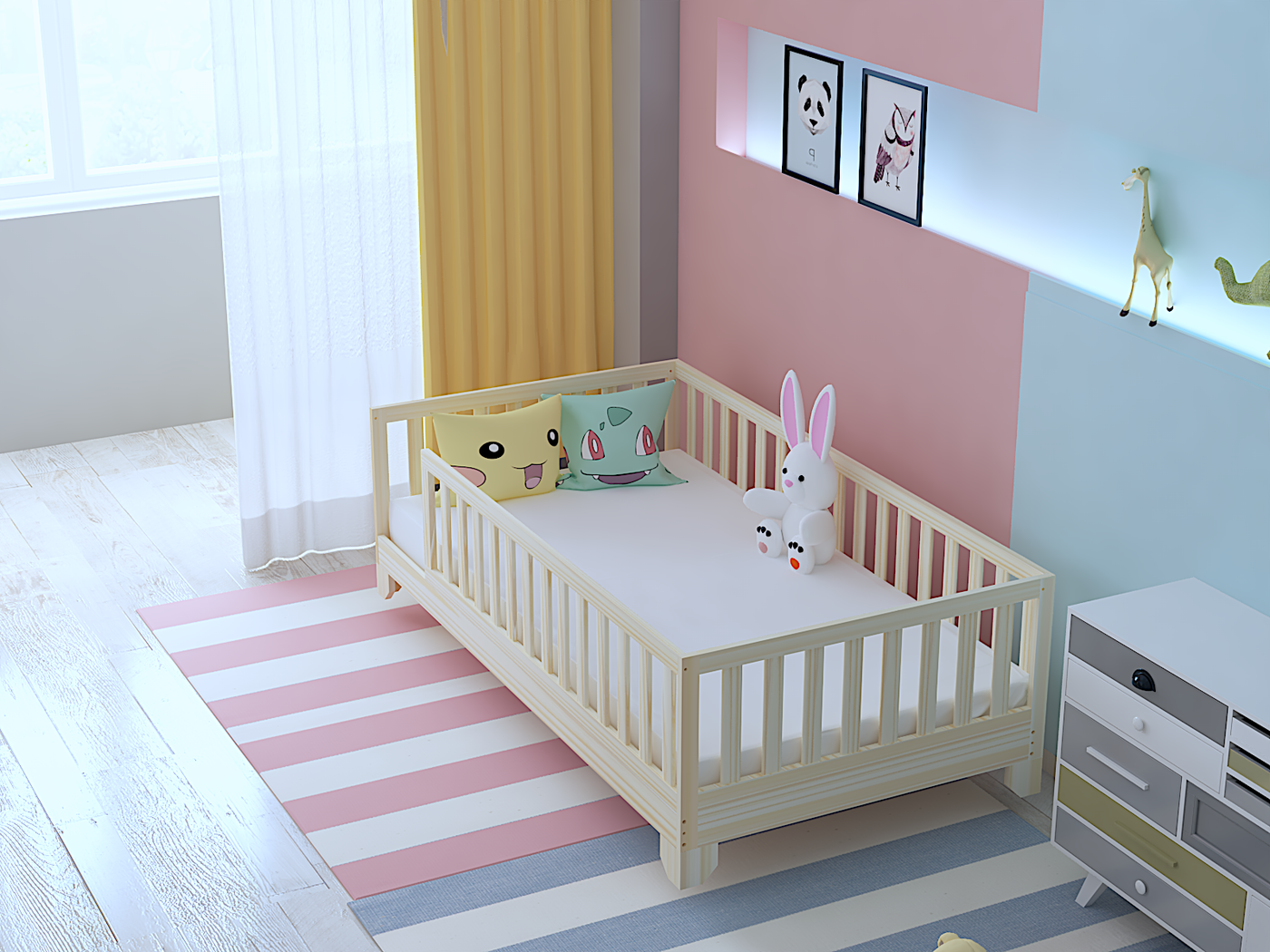 Luca Montessori Toddler Bed | Floor Bed with Rails
