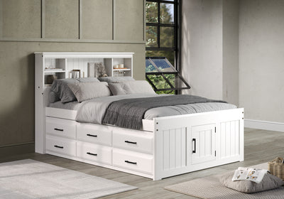 Elizabeth White Full Size Captains Bed with Storage Drawers